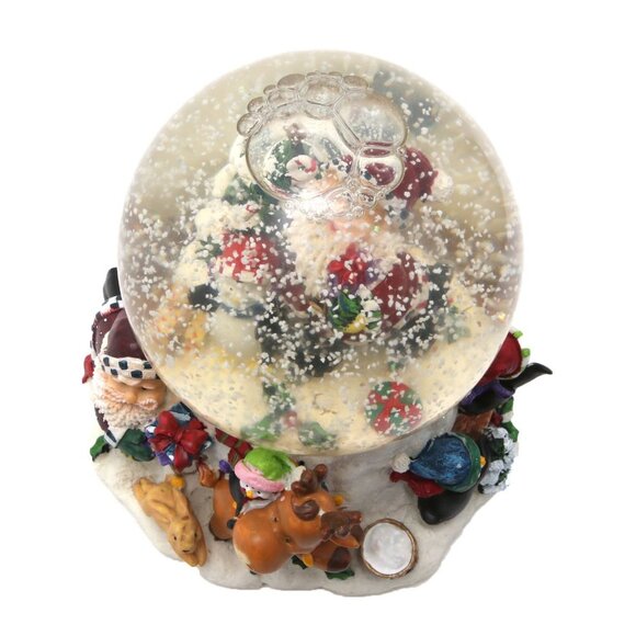 Vintage Santa Christmas Globe Holiday Jingle Bells Glitter Musical Resin Red - Picture 6 of 8